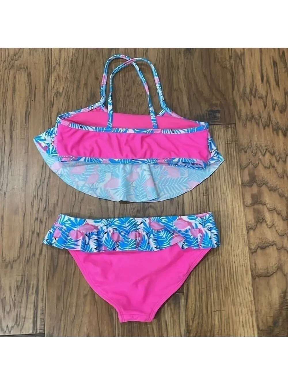 Ikali Girls Pink Flamingo Bikini size 8-9